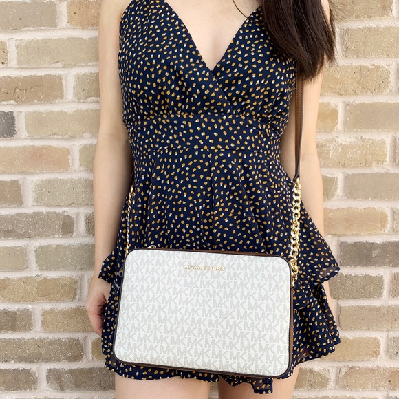 Michael Kors Jet Set East West Large Crossbody Vanilla MK Signature - Picture 3 of 4